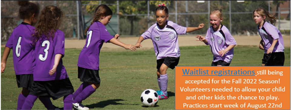 Waitlist Registrations still being accepted for the Fall Season