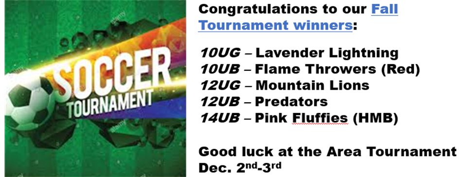 Congratulations to Fall Tournament Champions